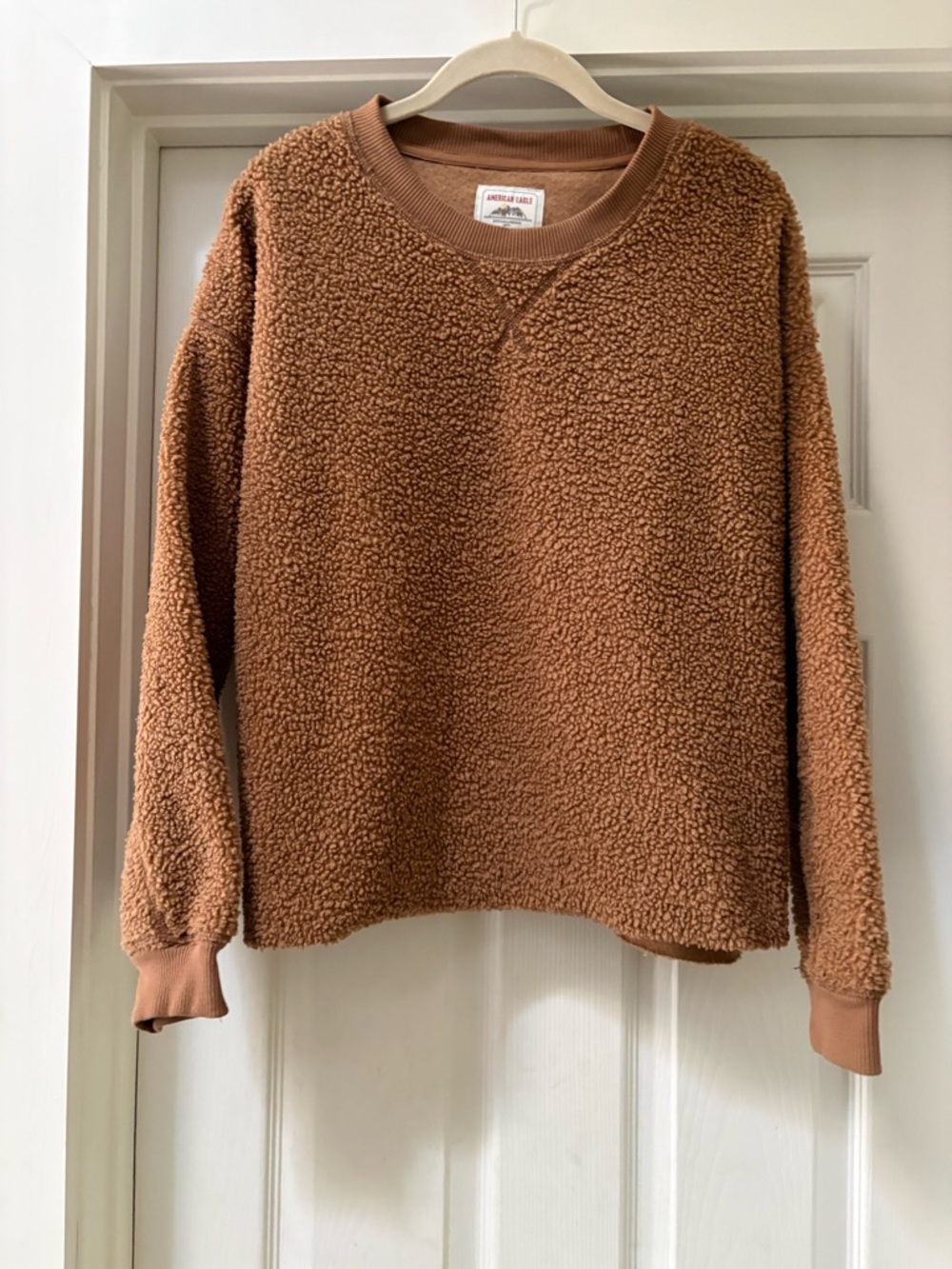 American Eagle Outfitters Chestnut Brown Sherpa Crewneck